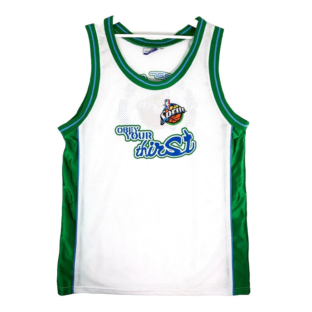 NBA Sprite Promo Basketball Jersey White Size XL Obey Your Thirst Vintage Reebok